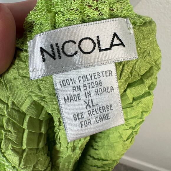 Nicola Womens Vintage 90s Y2K Crinkle Scrunch Pleat V Neck Lace Trim Tank Top XL - Picture 3 of 10